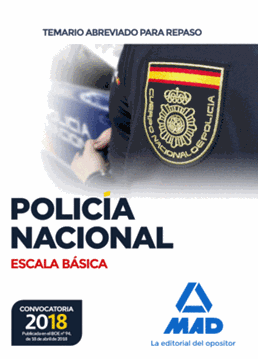 Imagen de Temario Abreviado para Repaso Policía Nacional Escala Básica 2018 "Boe Nº 94, de 18/4/2018"