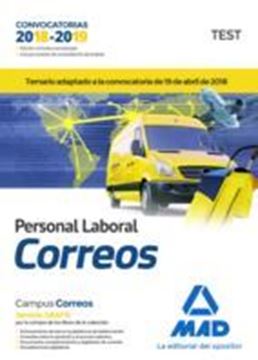 Imagen de Test Personal Laboral Correos 2018-2019 " Test Adaptado a la Convocatoria de 19 de Abril de 2018"