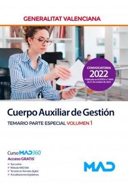 Imagen de Temario Parte Especial Volumen 1 Cuerpo Auxiliar de Gestión Generalitat Valenciana, 2022