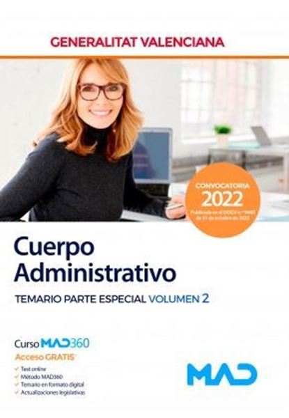 Imagen de Temario Parte Especial Volumen 2  Cuerpo Administrativo Generalitat Valenciana, 2023